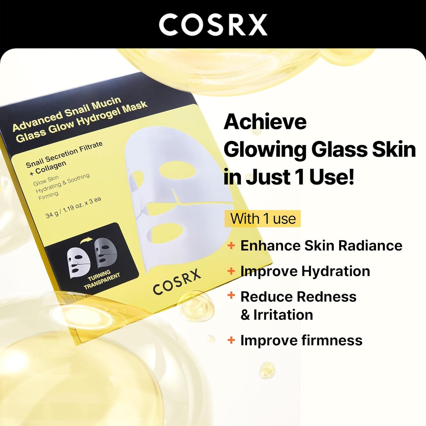 Advanced Snail Mucin Glass Glow Hydrogel Mask